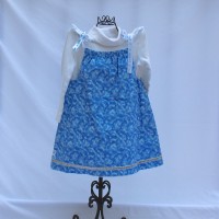 Blue Snow Flurry with Silver Trim/Bright White with Pouch Reversible Tie Shoulder Dress – Size 3