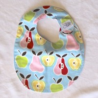 Pink, Red, Yellow and Green Apple and Pear Cotton Bib