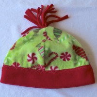 Christmas Candies Fleece Hat with Red Rim