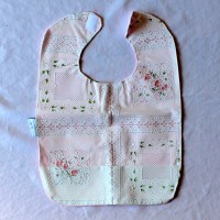 White Lace with Flowers Wipeable Bib