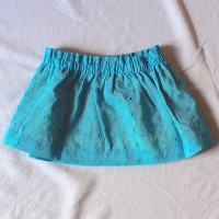 Aqua Eyelet/Rainbow Batik Reversible Skirt