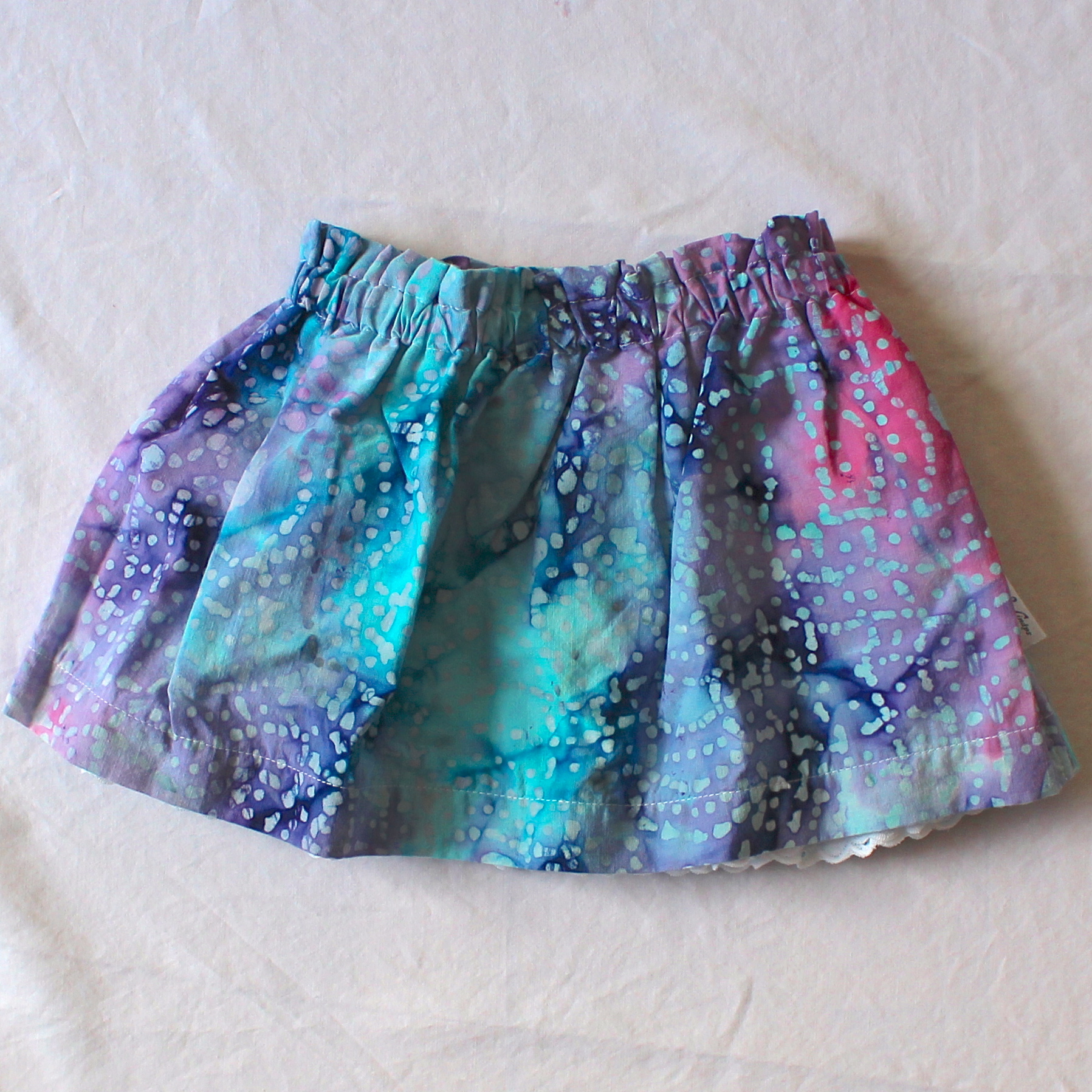 Blue Gingham/Purple Batik Reversible Skirt - Size 12 - 24 months