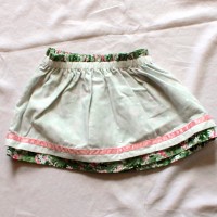 Pink, Green, and White Flower Clusters Reversible Skirt – Size 12 – 24 months