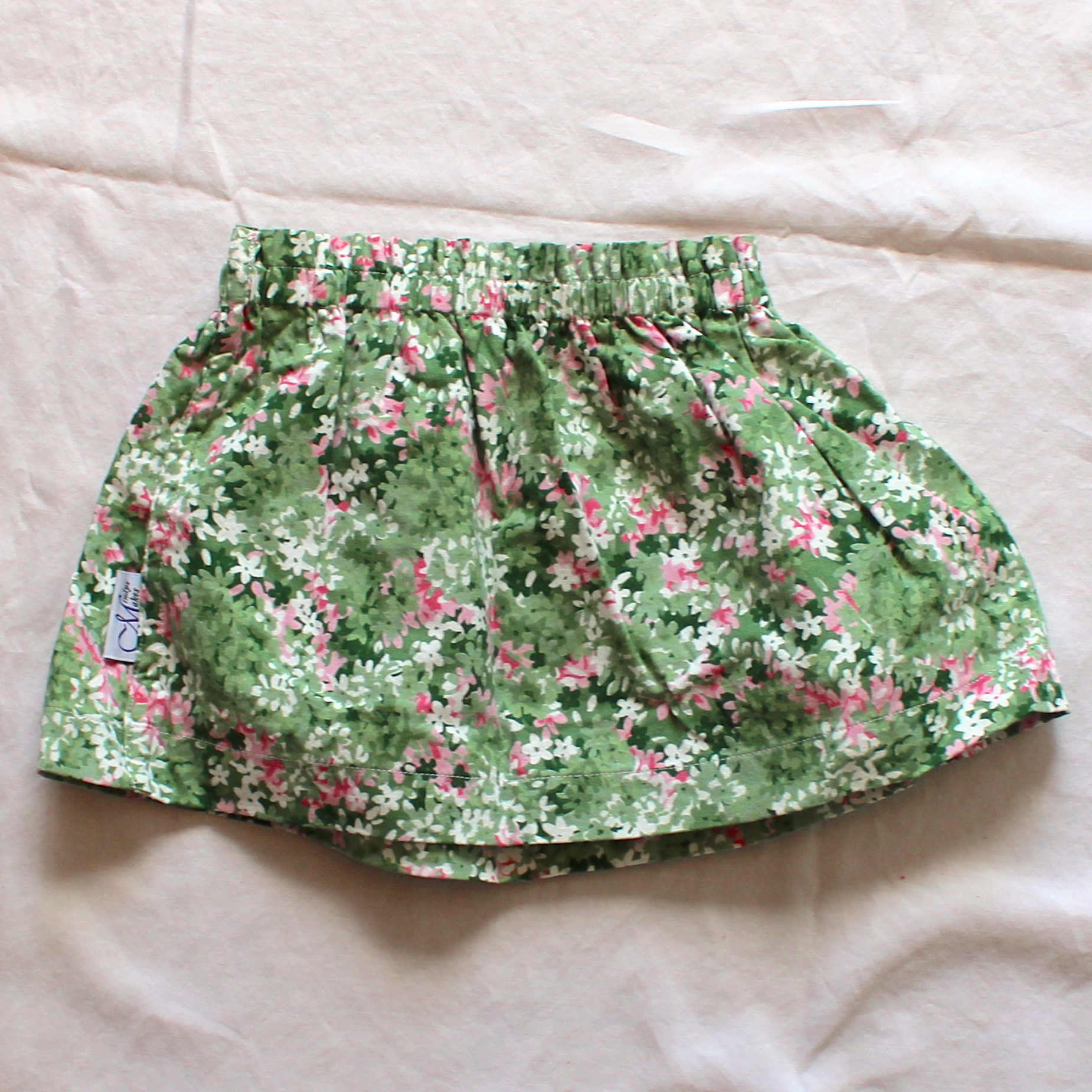 Pink, Green, and White Flower Clusters Reversible Skirt - Size 12 - 24 ...