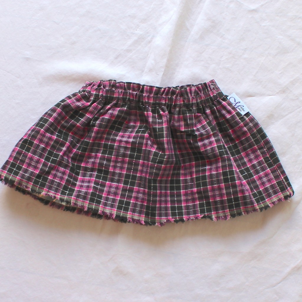 Black and Pink Plaid/Silver Reversible Skirt - Size 12 - 24 months