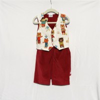 Dark Red and Teddy Bear Vest and Pants – Size 2, 3