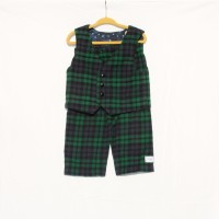 Navy, Green, and Black Plaid Flannel Vest and Pants – Size 3