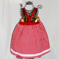 Red Butterflies on Yellow/Red and White Gingham Reversible V-Back Dress – Size 2