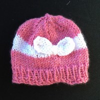 Bow Beanie – Pink and White